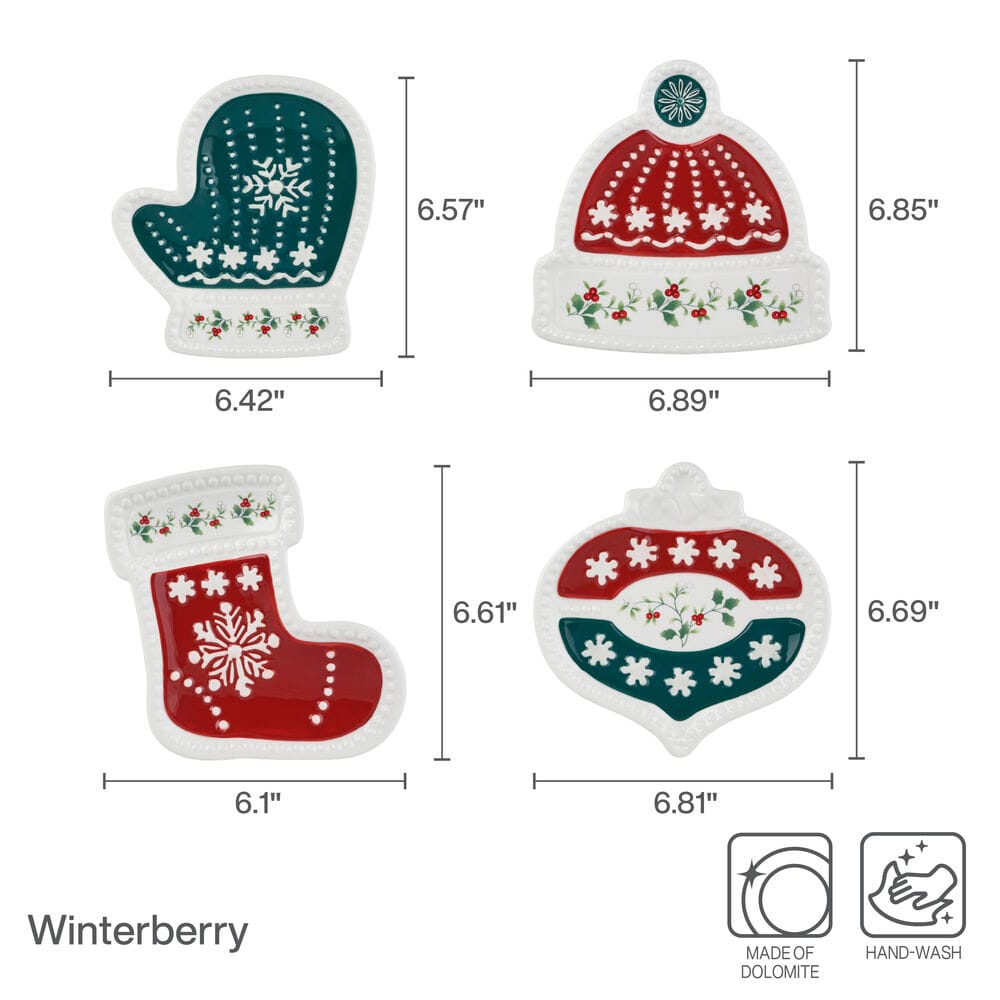 Winterberry® Set of 4 Set of 4 Figural Appetizer Dessert Plates