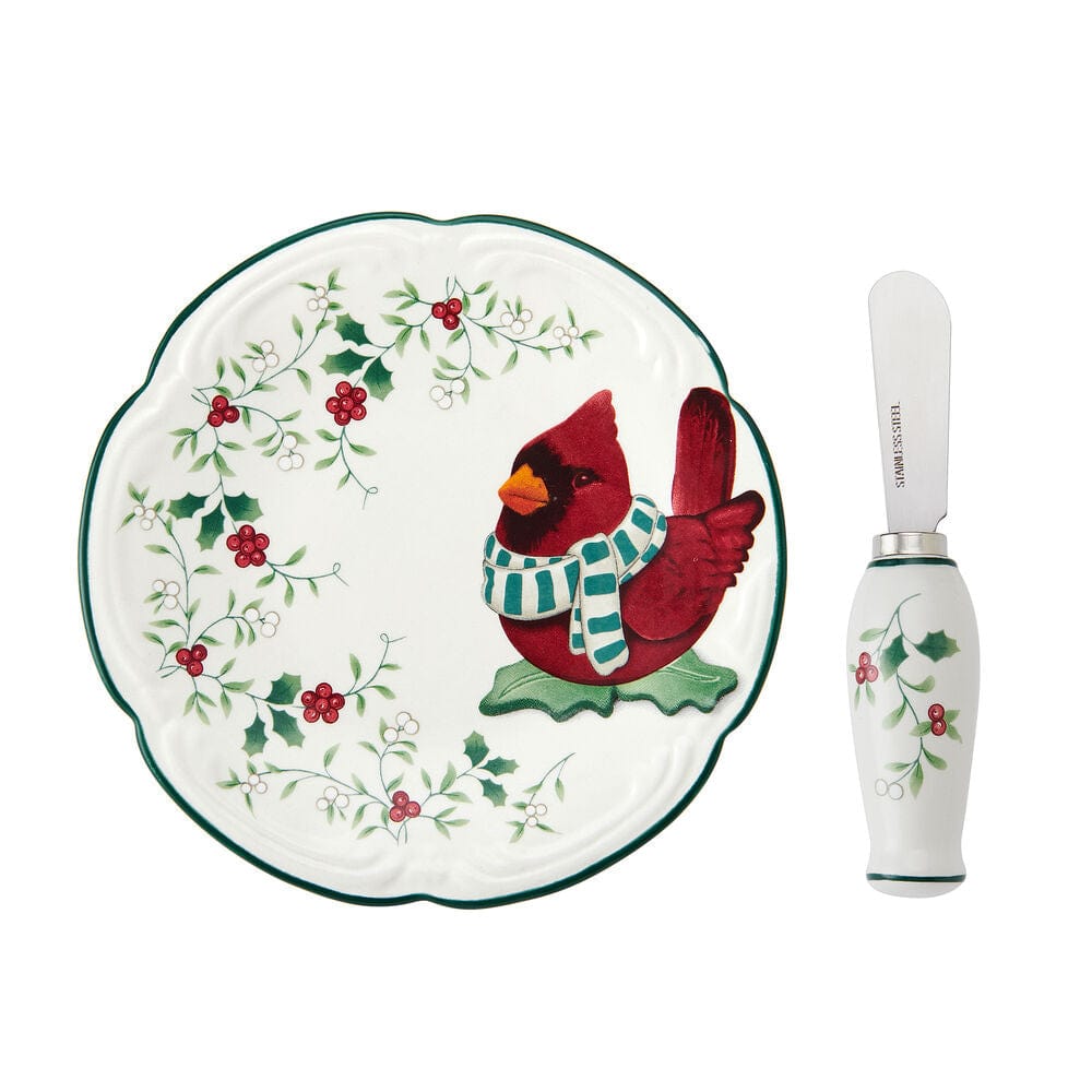 Winterberry® Cardinal Appetizer Plate with Spreader