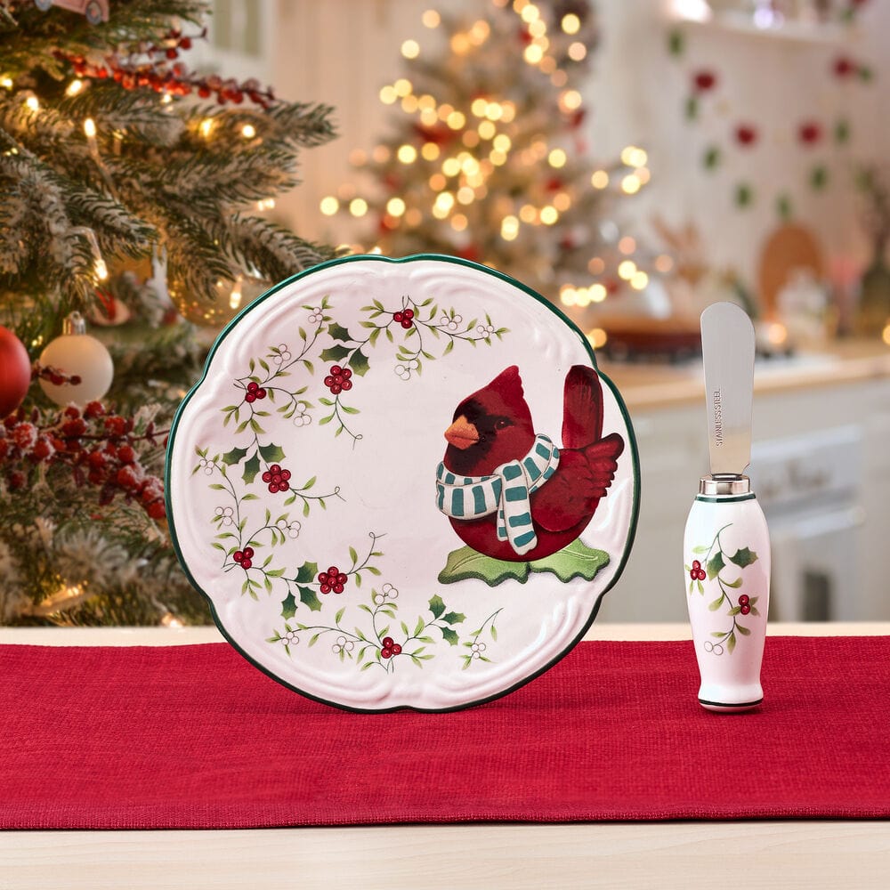 Winterberry® Cardinal Appetizer Plate with Spreader