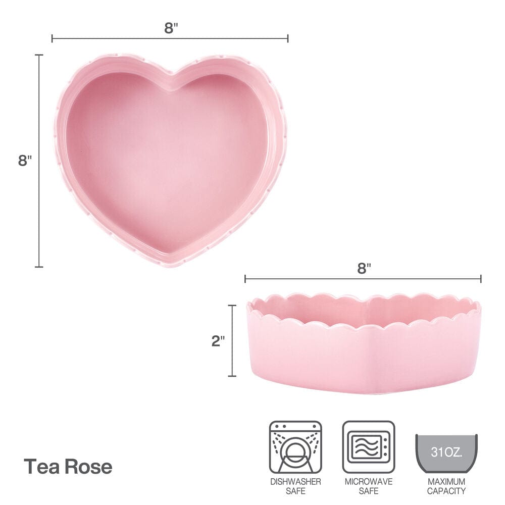 Tea Rose Pink Heart Serve Bowl