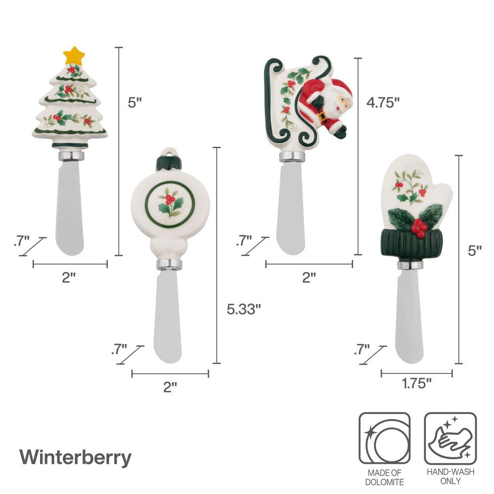 Winterberry® Set of 4 Figural Spreaders