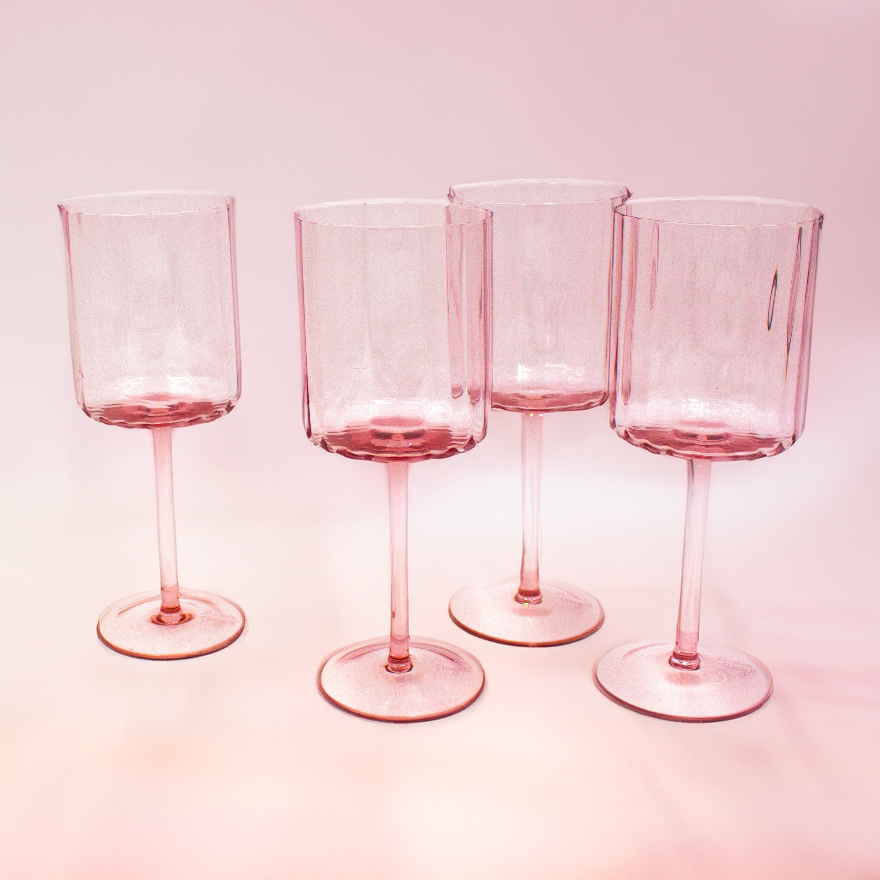 Darbie Angell Set of 4 Prismatic Blush Wine Glasses