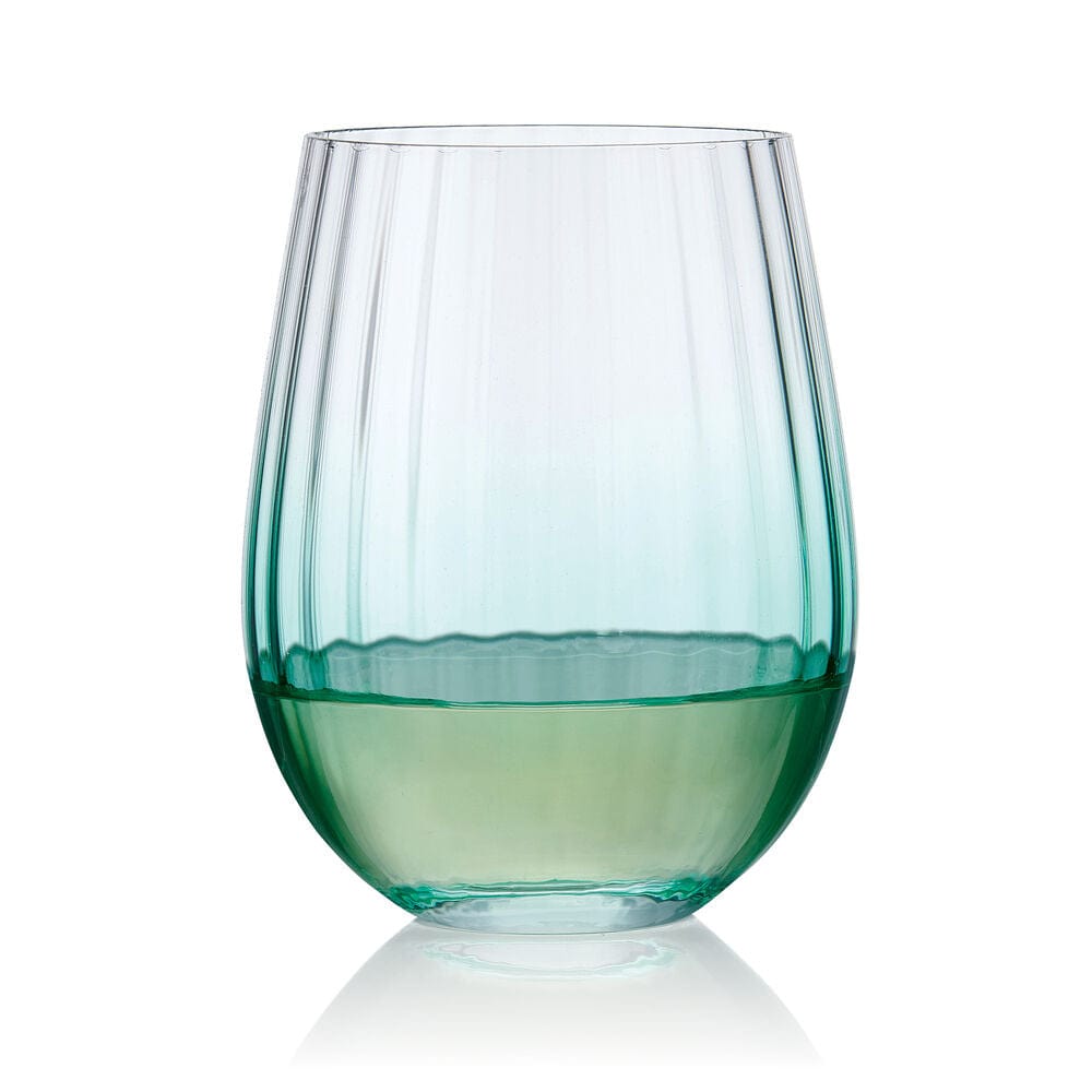 Darbie Angell Good Day Teal Set of 4 Stemless Wine Glasses