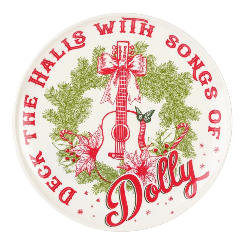 Dolly Parton Holly Dolly Outdoor Melamine Dinnerware Set, Service for 4
