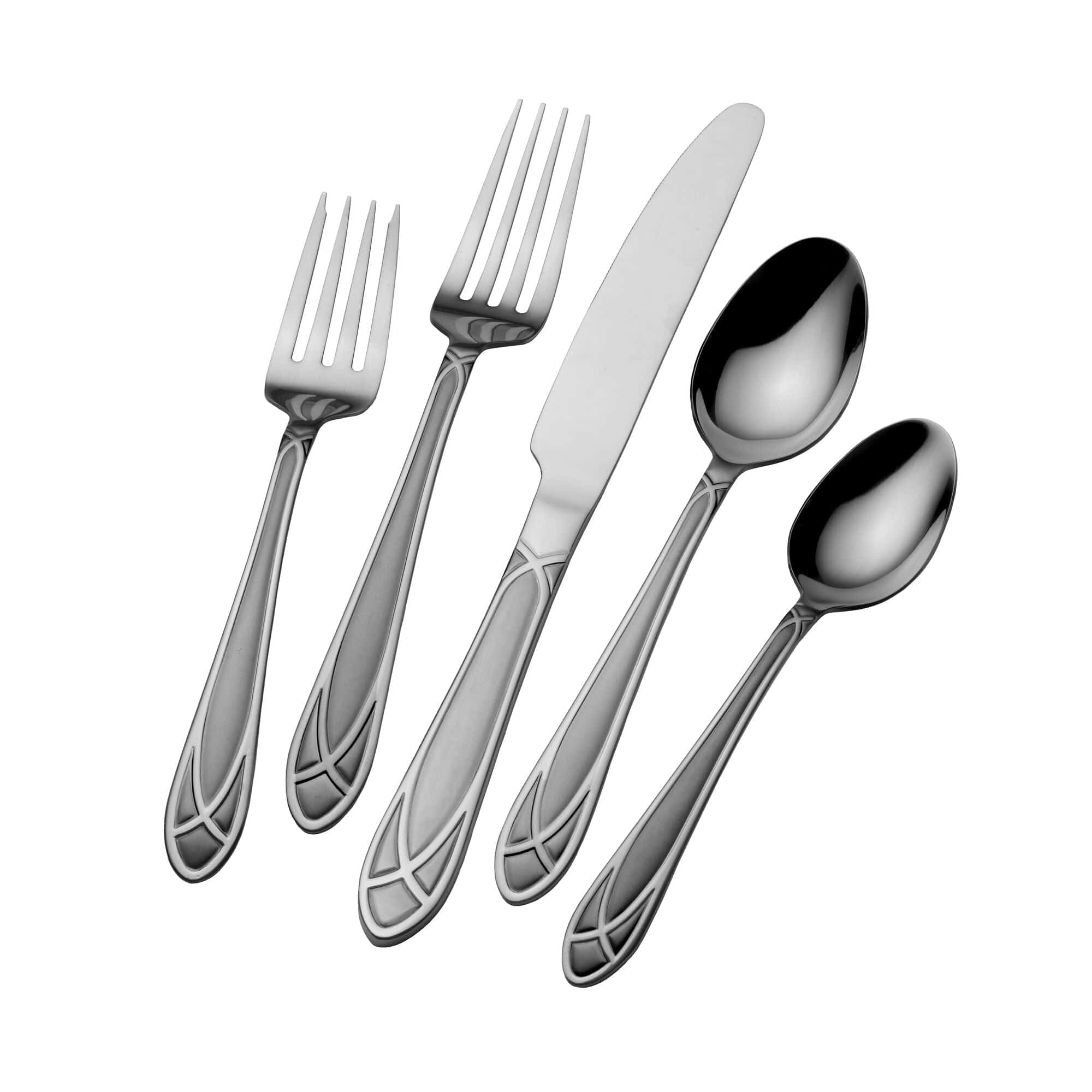 White and Gold 8 Pieces Flatware Sets Shiny 18/10 Stainless Steel