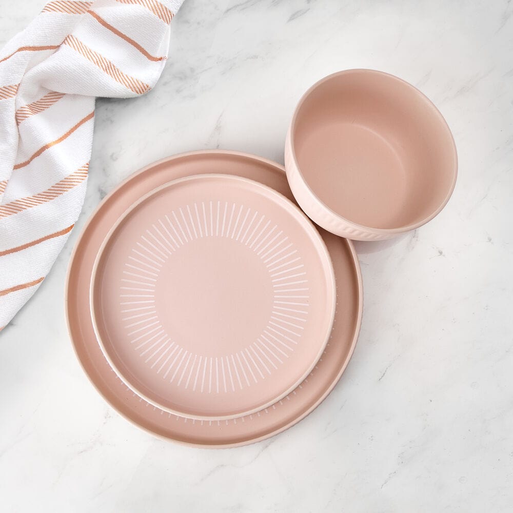 Darbie Angell Mod Blush 12 Piece Dinnerware Set, Service for 4