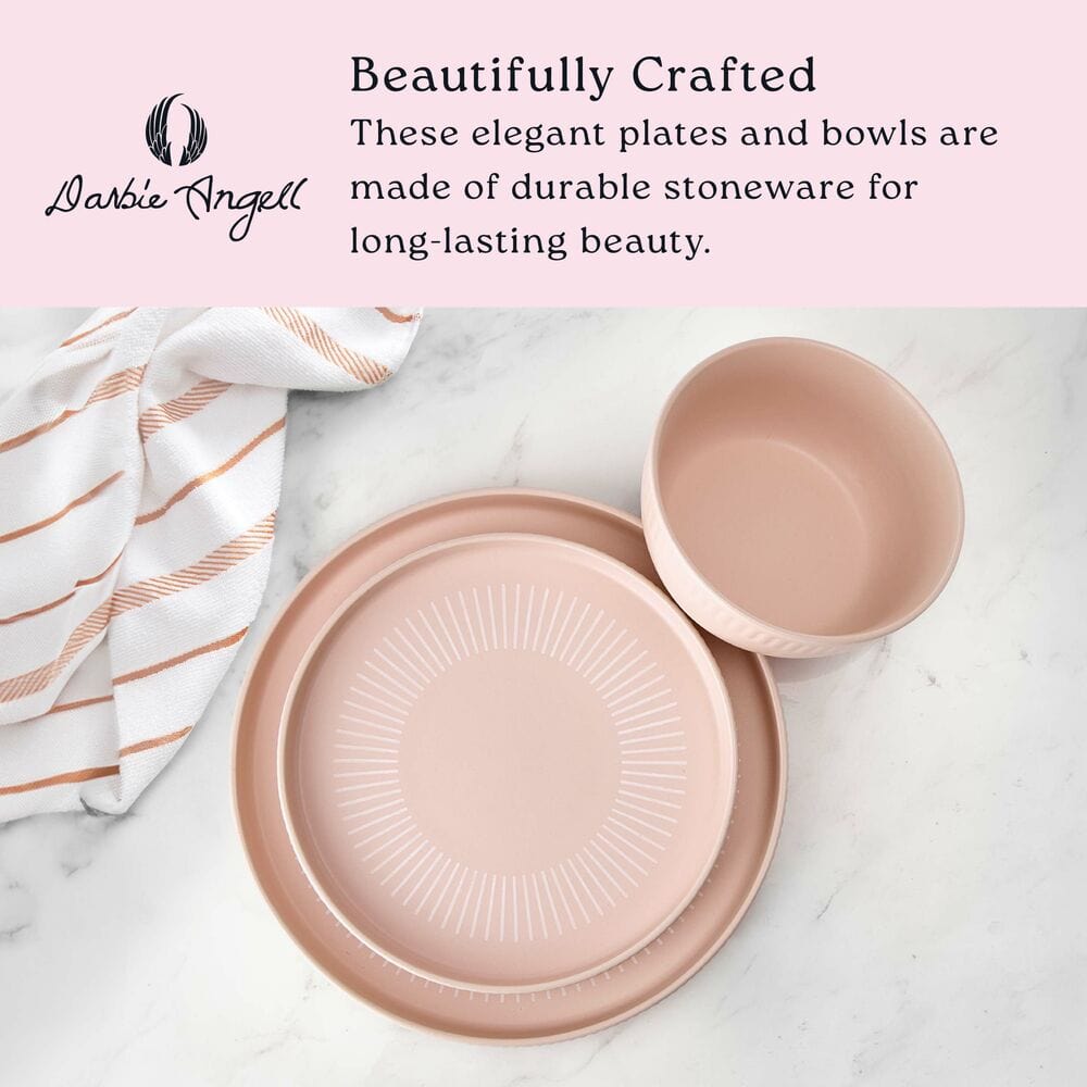 Darbie Angell Mod Blush 12 Piece Dinnerware Set, Service for 4