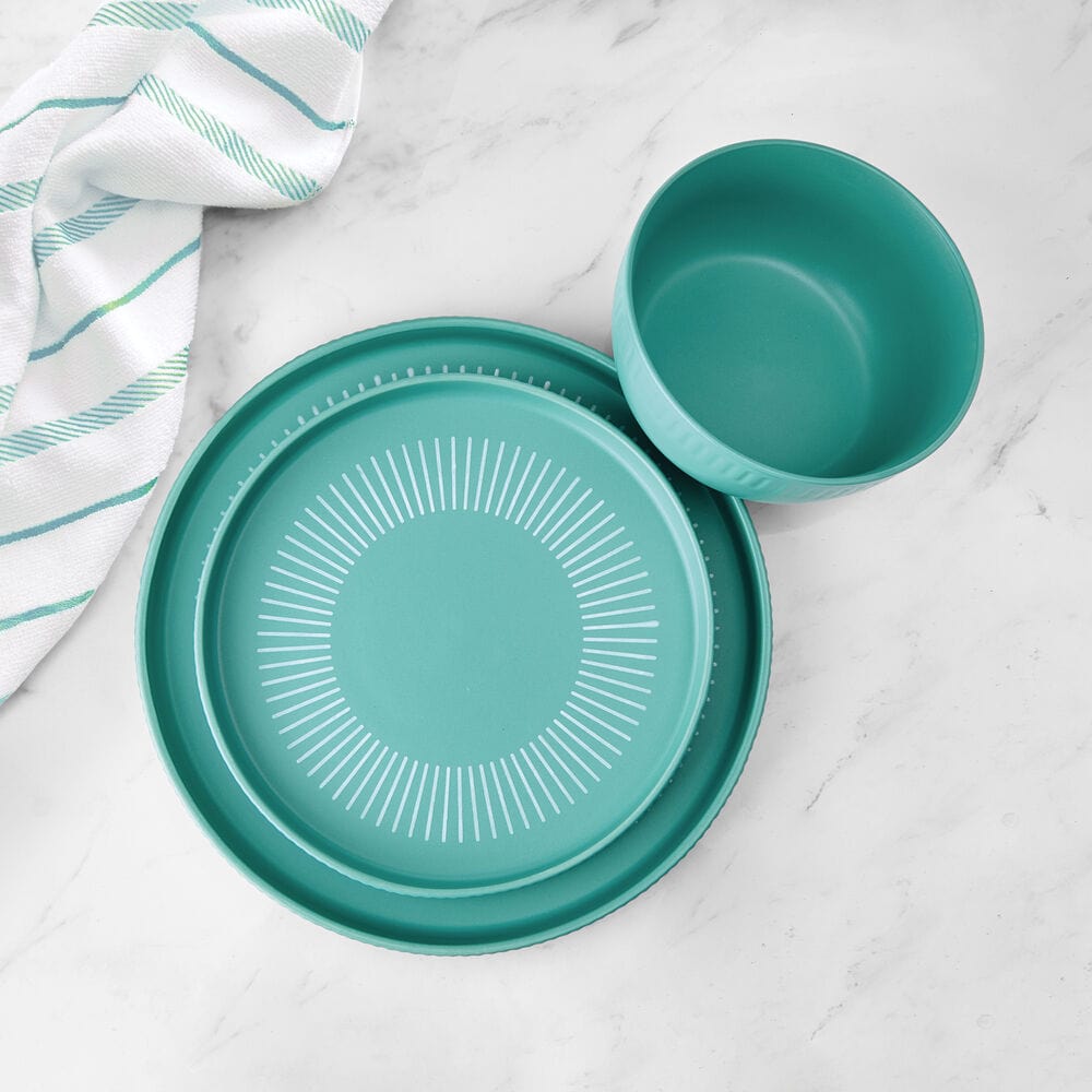 Darbie Angell Mod Teal 12 Piece Dinnerware Set, Service for 4