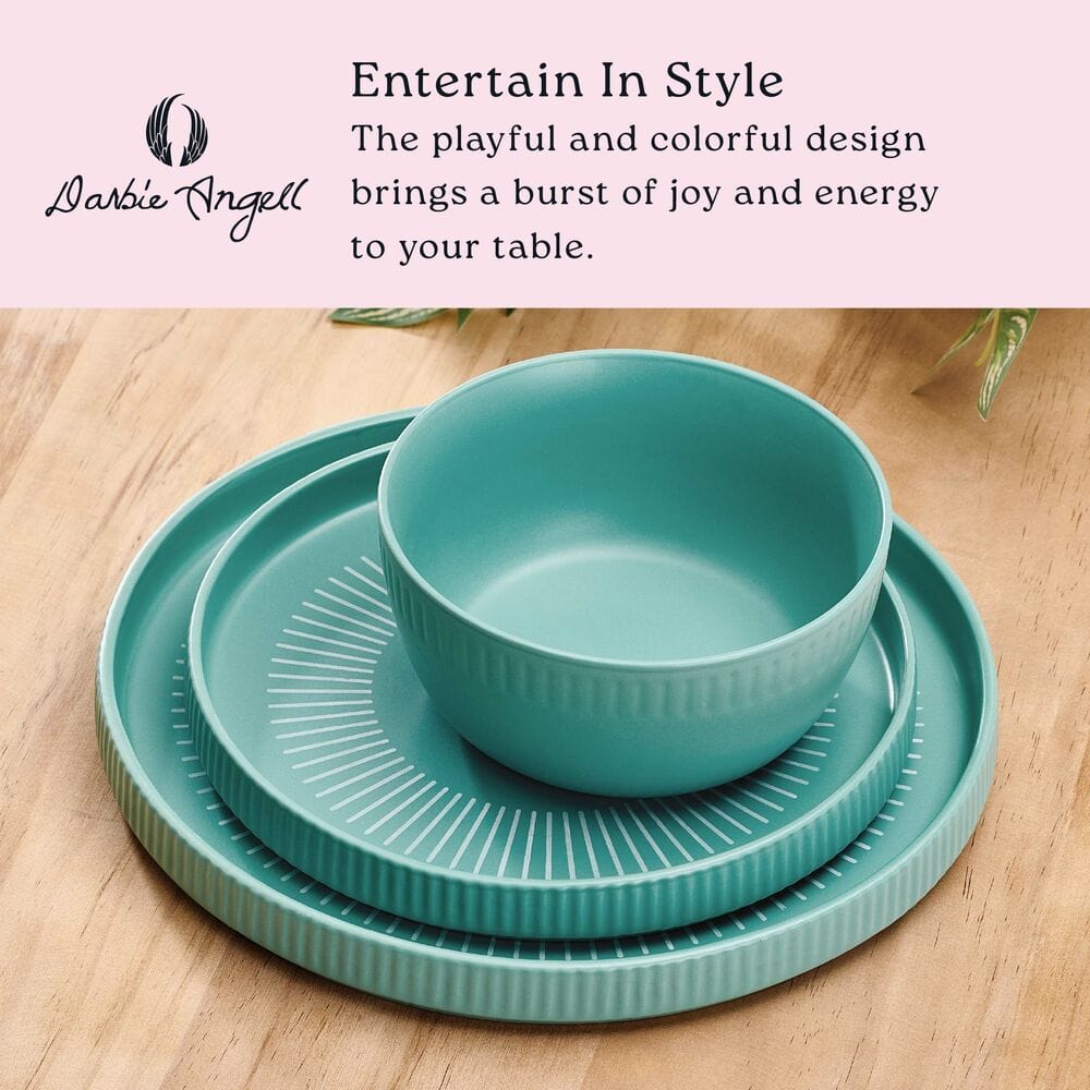 Darbie Angell Mod Teal 12 Piece Dinnerware Set, Service for 4
