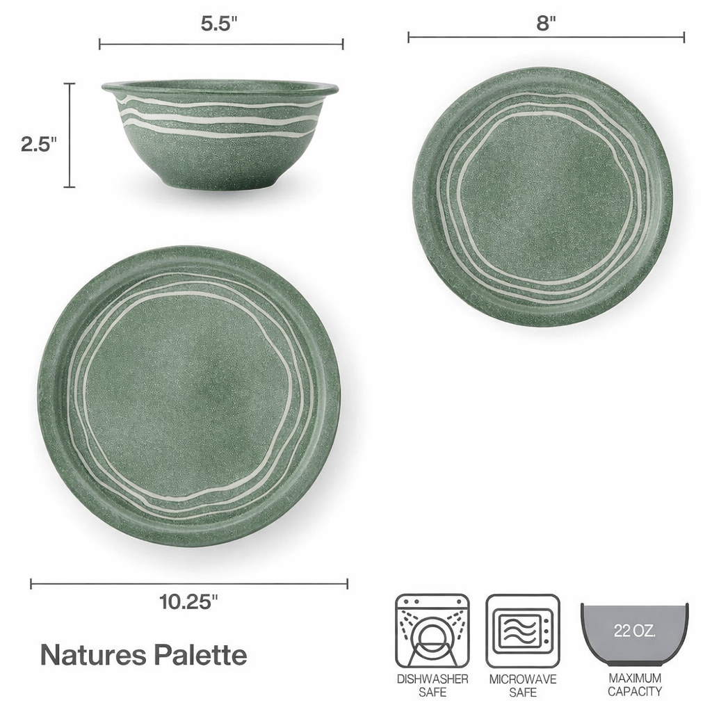 Nature's Palette 12 Piece Dinnerware Set, Service for 4