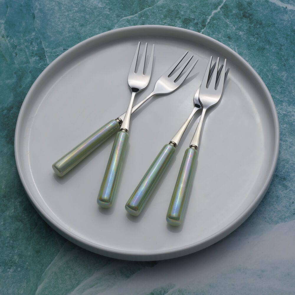 Serenity Ceramic Handle Set of 4 Appetizer Forks