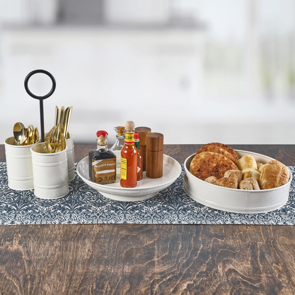 White Flatware Metal Storage Caddy