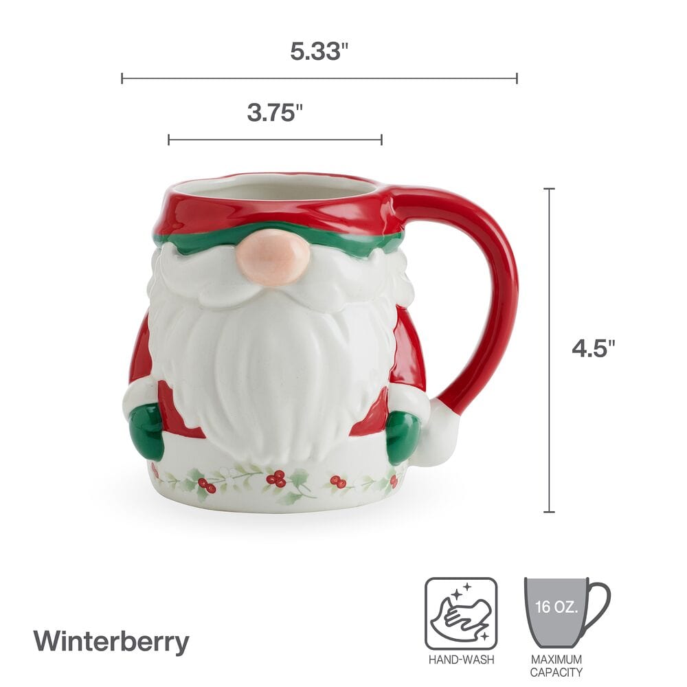 Winterberry® Figural Gnome Santa Mug