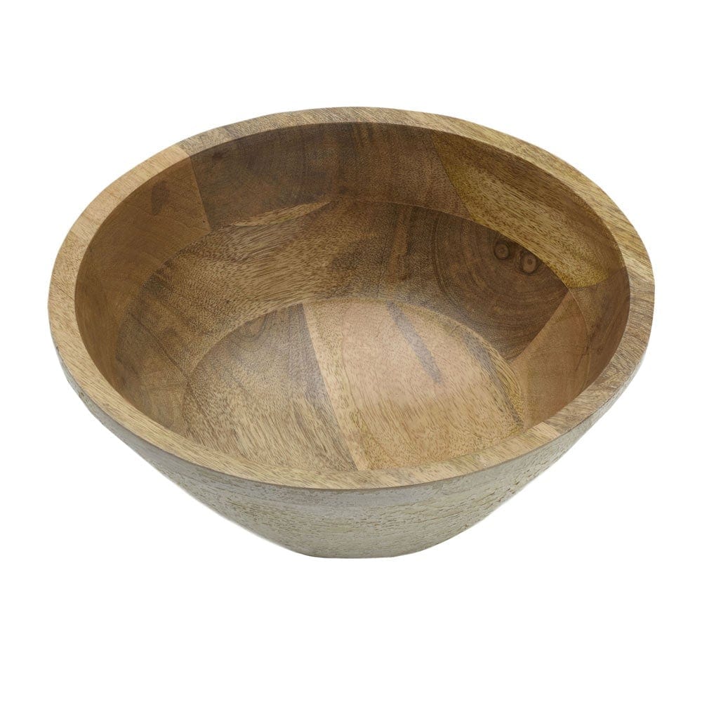 Fitz and Floyd Austin Craft Mango Wood Deep Serve Bowl, White