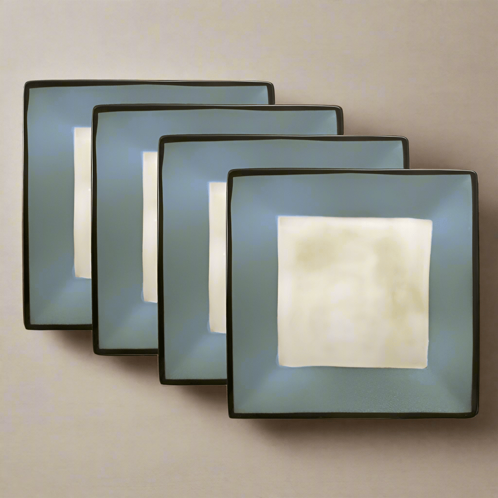 Belmont Set of 4 Blue Square Dinner Plates