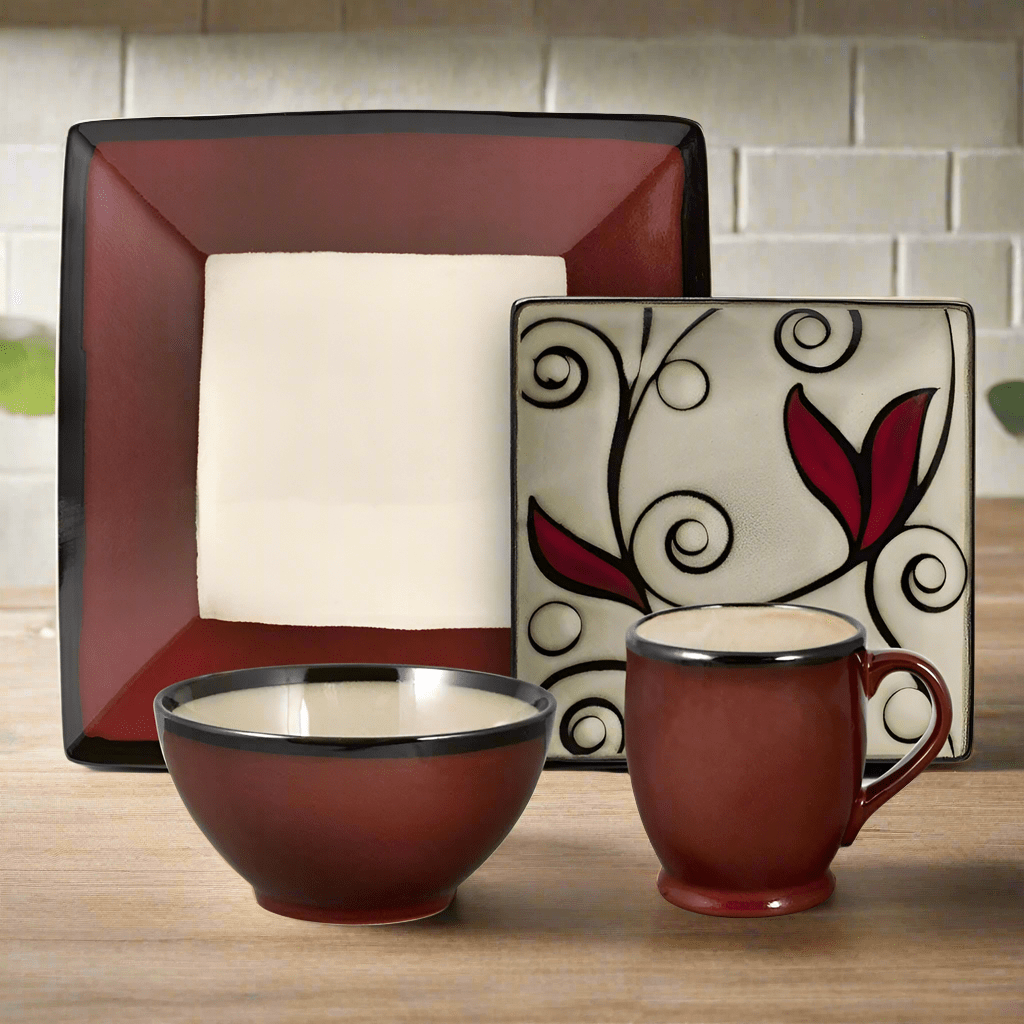 Belmont Square Red Vine Dinnerware Set