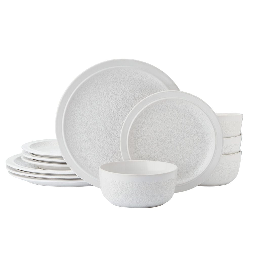 Blooming Meadow Cream 12 Piece Dinnerware Set, Service for 4