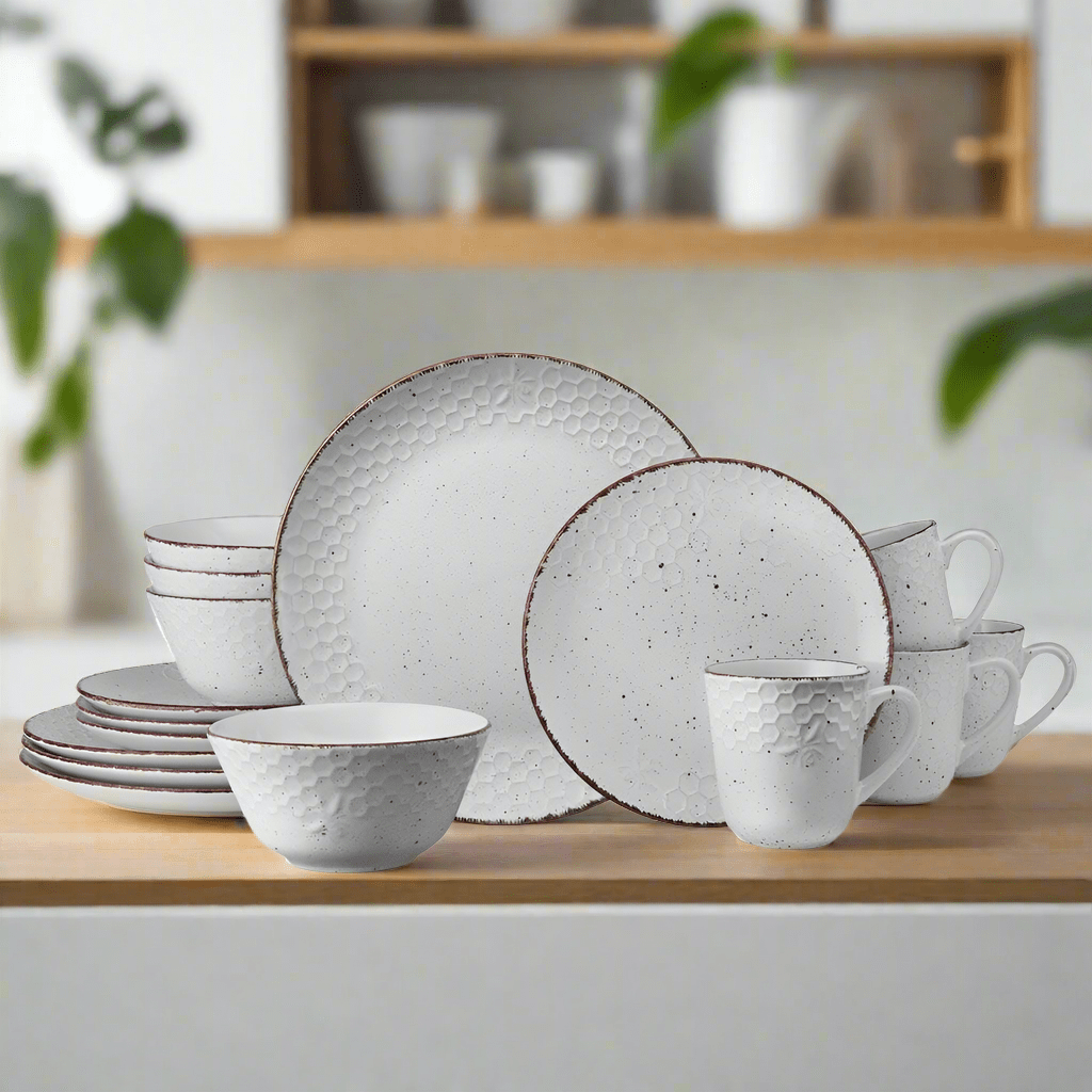 Bumble Bee White 16 Piece Dinnerware Set, Service for 4 Bumble Bee White 16 Piece Dinnerware Set, Service for 4