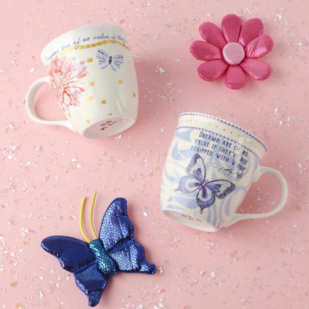 Dolly Parton Mosaic Set of 2 Mugs with Ornaments