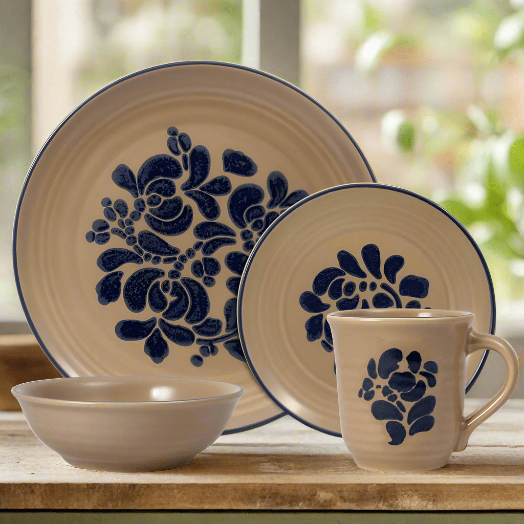 Folk Art® 16 Piece Dinnerware Set, Service for 4 Folk Art® 16 Piece Dinnerware Set, Service for 4