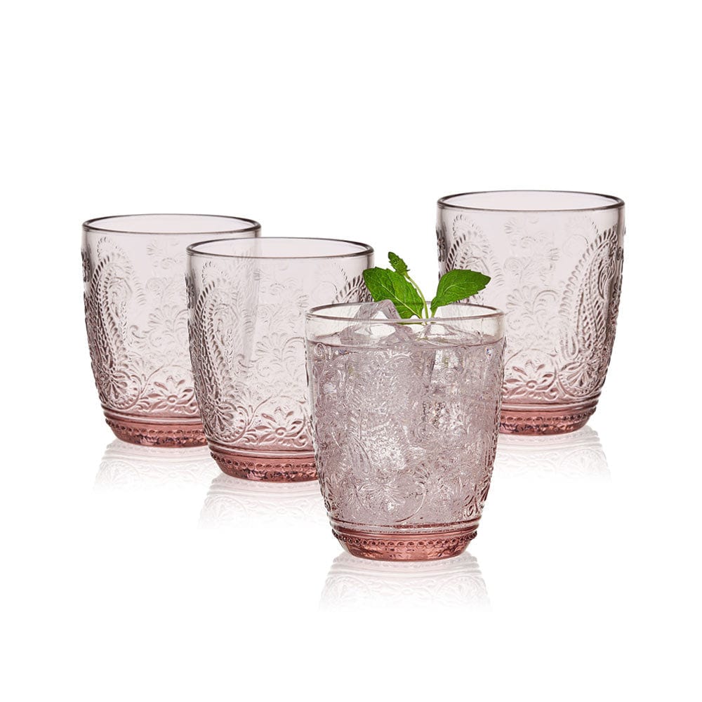 Fitz and Floyd Maddi Double Old Fashioned Glasses Set of 4 Blush