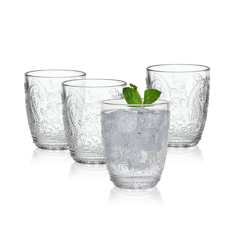 Fitz and Floyd Maddi Double Old Fashioned Glasses Set of 4, Clear