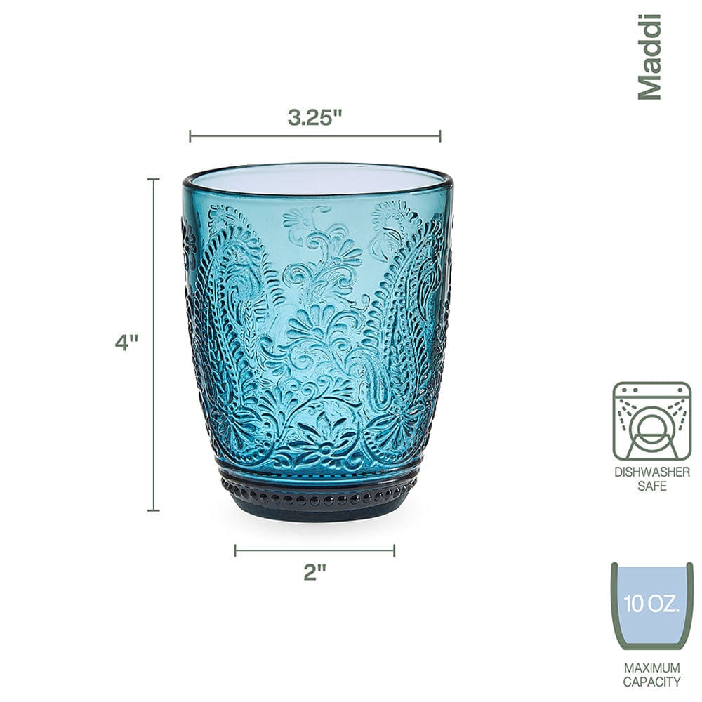 Fitz and Floyd Maddi Double Old Fashioned Glasses Set of 4, Indigo