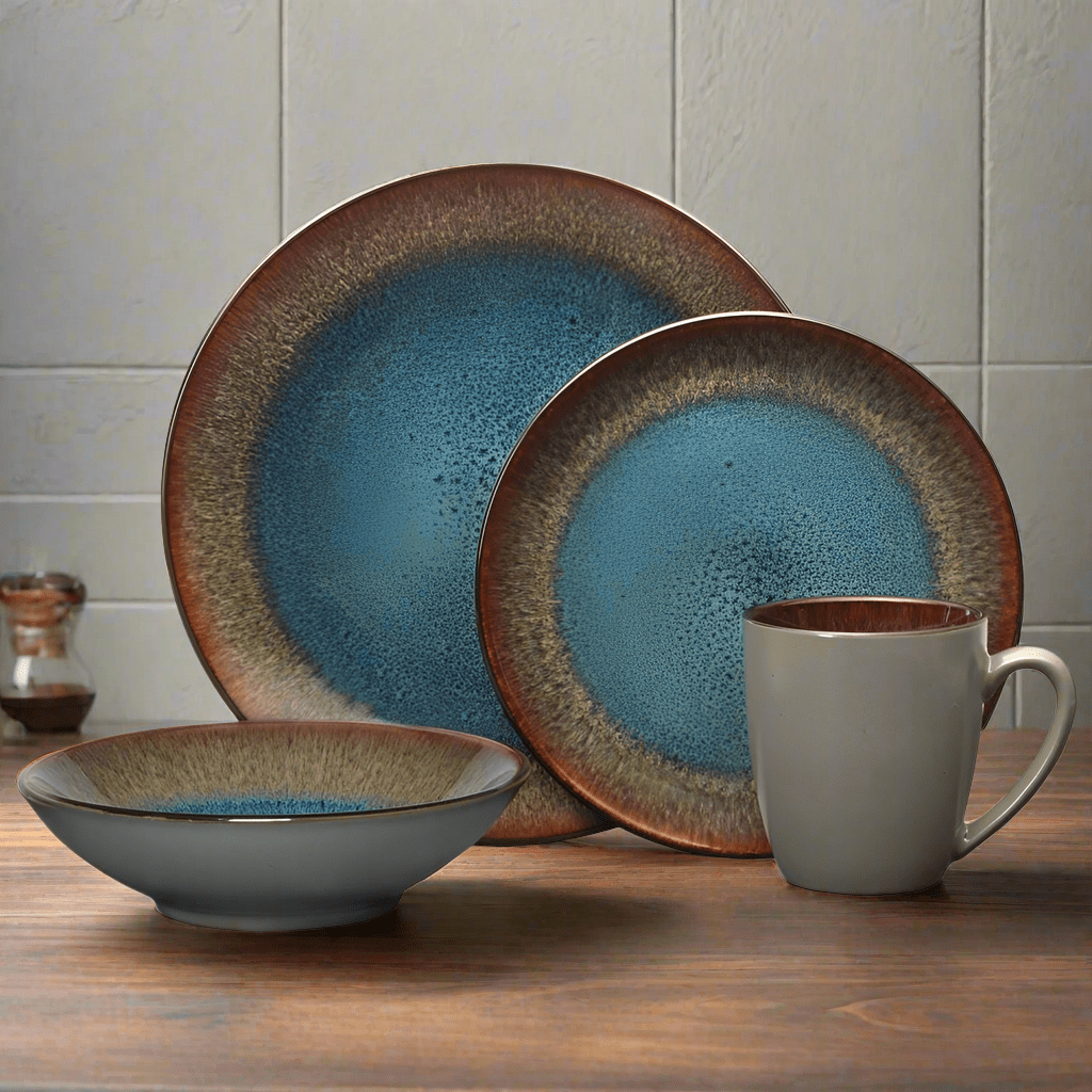 Monroe Blue 16 Piece Dinnerware Set, Service for 4 Monroe Blue 16 Piece Dinnerware Set, Service for 4
