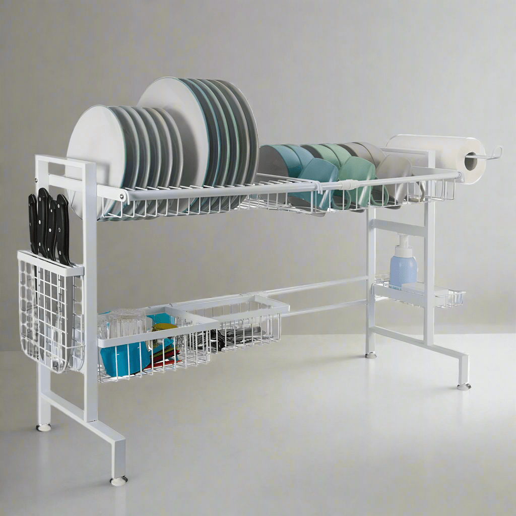 Over the Sink Tier Expandable Organizer Dish Drying Rack