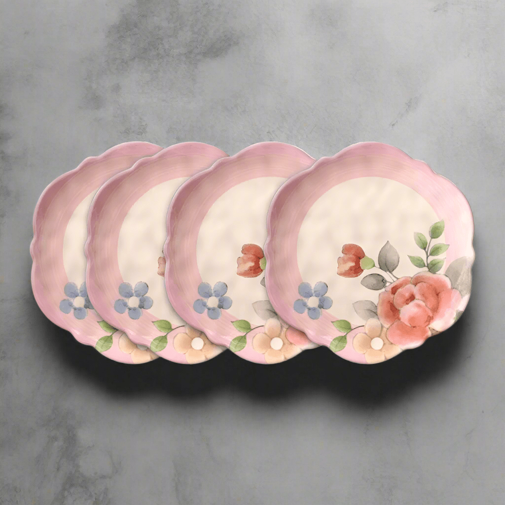 Tea Rose Set of 4 Outdoor Melamine Salad Plates Tea Rose Set of 4 Outdoor Melamine Salad Plates
