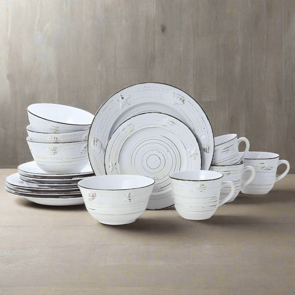 Trellis Coastal White 16 Piece Dinnerware Set Service for 4 Pfaltzgraff