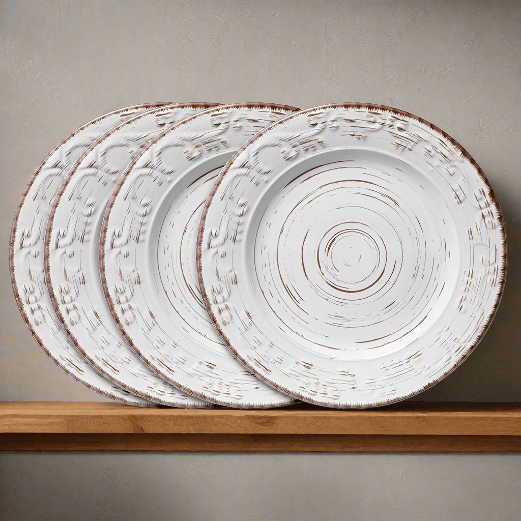 Trellis White Set of Dinner Plates