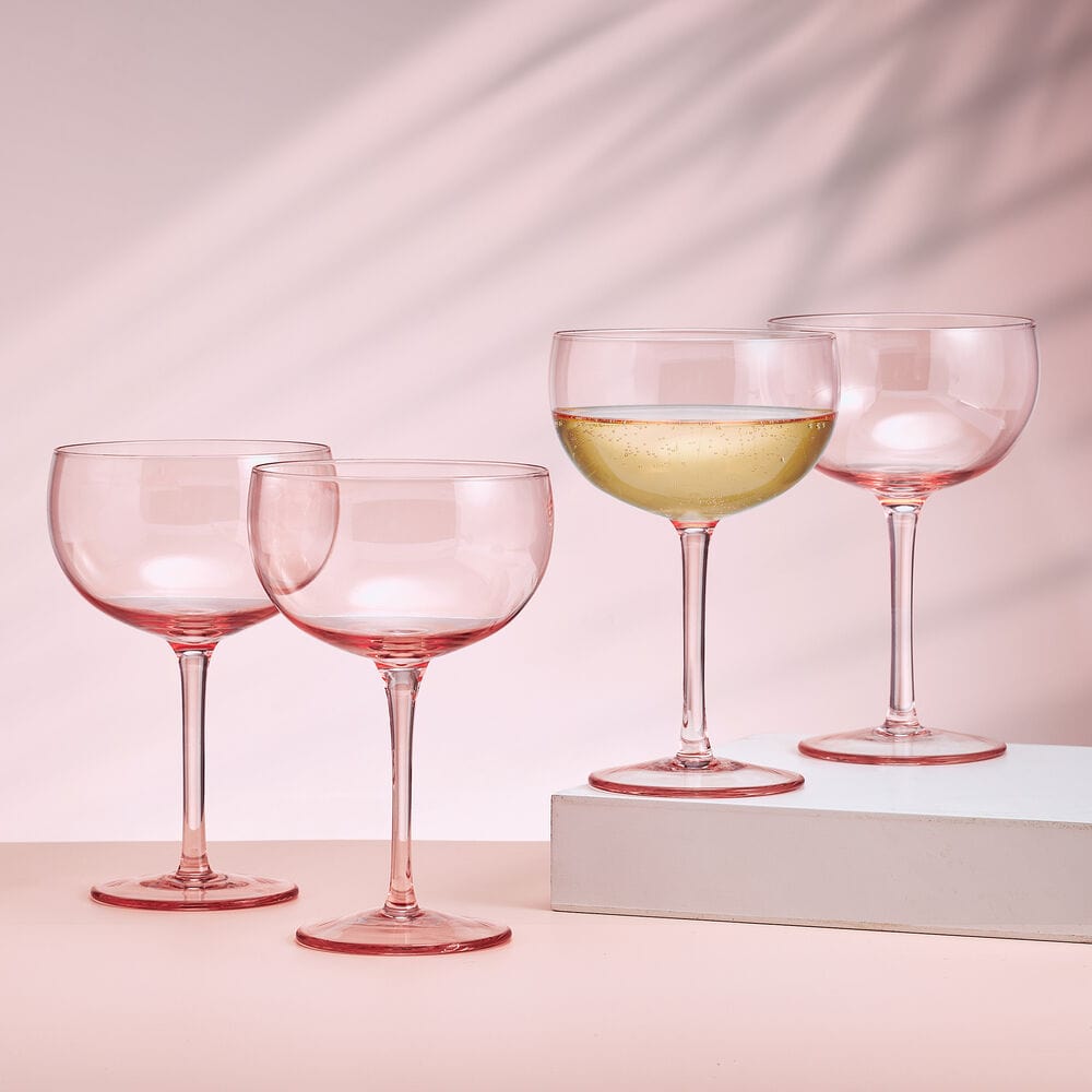 Darbie Angell Vibrance Blush Set of 4 Coupe Cocktail Glasses