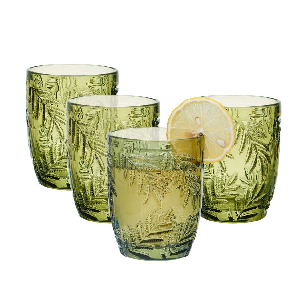 Fitz and Floyd Villa Palm Set of 4 Double Old Fashioned Glasses