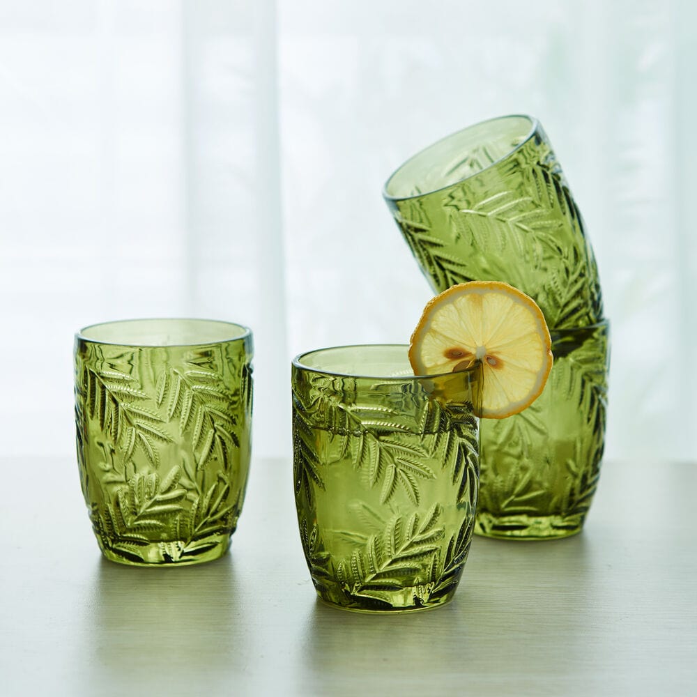 Fitz and Floyd Villa Palm Set of 4 Double Old Fashioned Glasses
