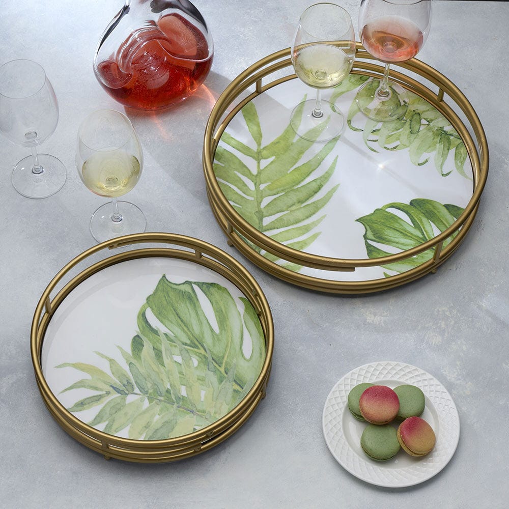 Fitz and Floyd Villa Palm Set of 2 Centerpiece Decor Trays