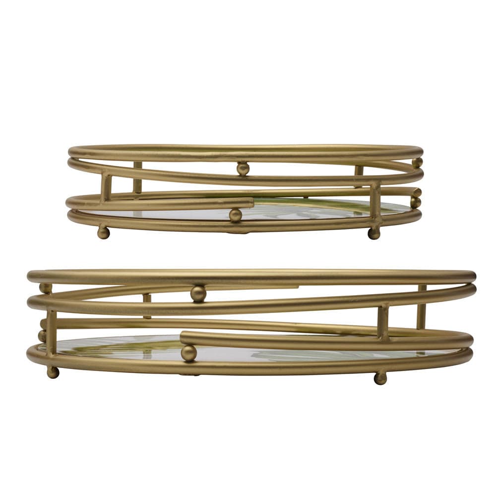 Fitz and Floyd Villa Palm Set of 2 Centerpiece Decor Trays