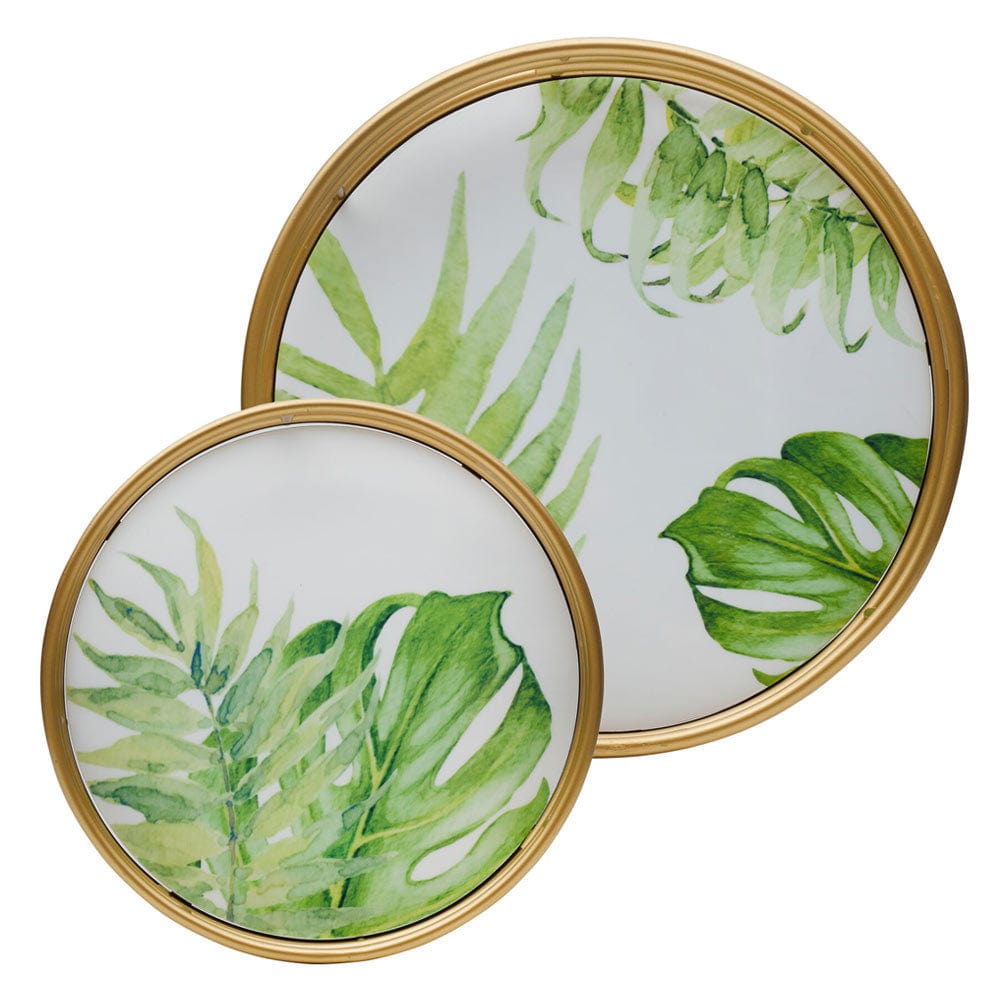 Fitz and Floyd Villa Palm Set of 2 Centerpiece Decor Trays