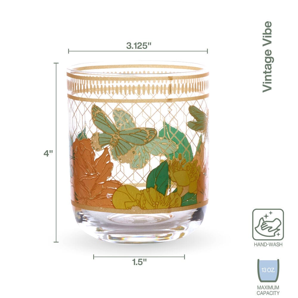 Fitz and Floyd Vintage Vibe Double Old Fashioned Glasses Set of 4