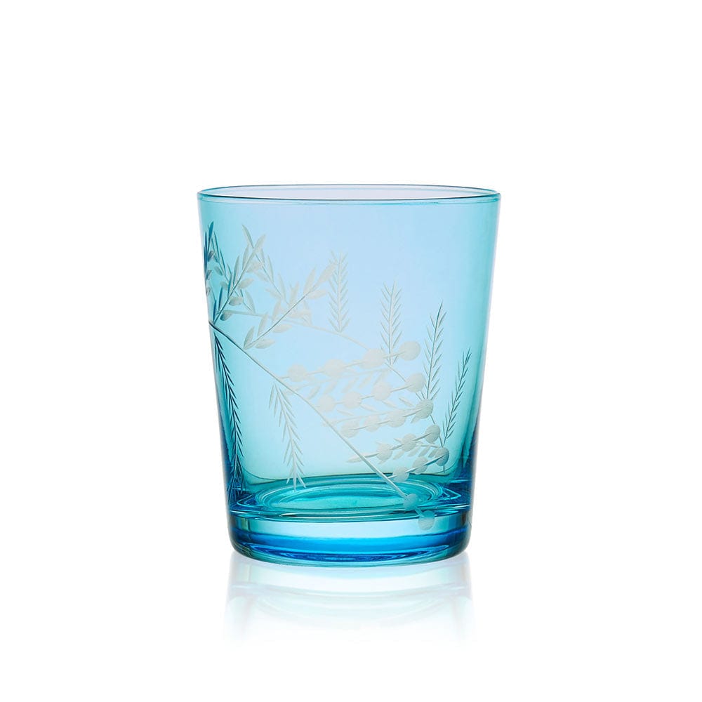 Fitz and Floyd Wildflower Double Old Fashioned Glasses Set of 4, Blue