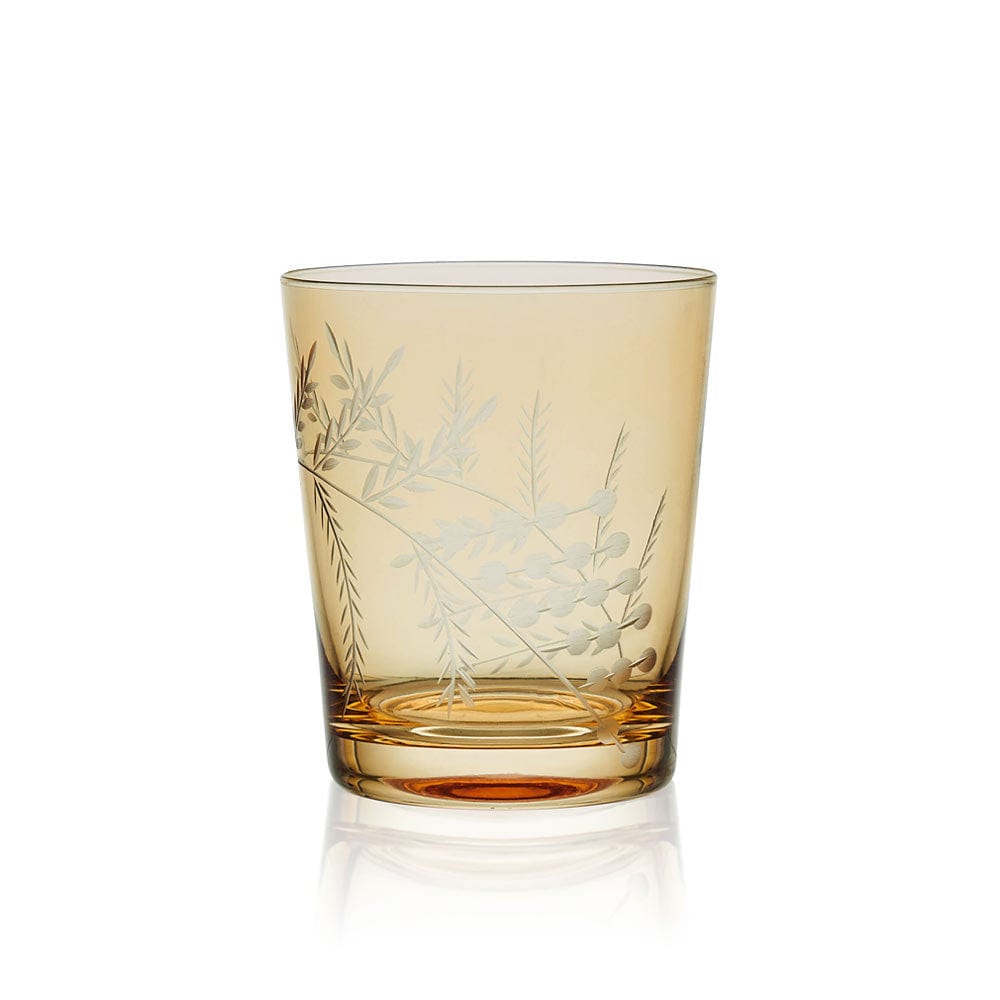 Fitz and Floyd Wildflower Double Old Fashioned Glasses Set of 4, Gold