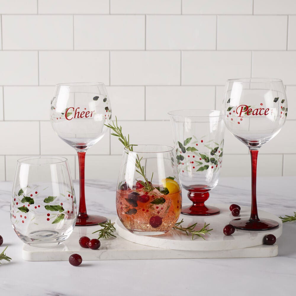Winterberry® Set of 4 Sentiments Wine Goblets