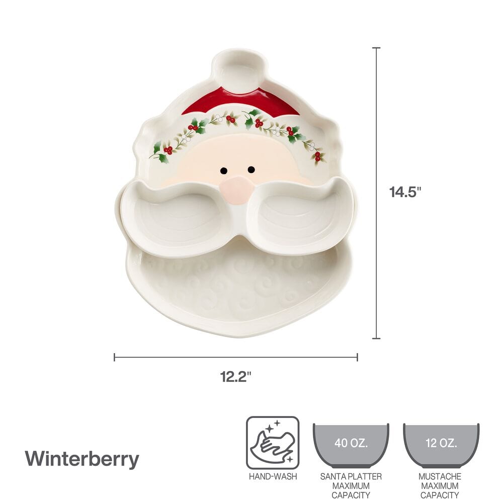 Winterberry® Santa Chip and Dip Platter Tray