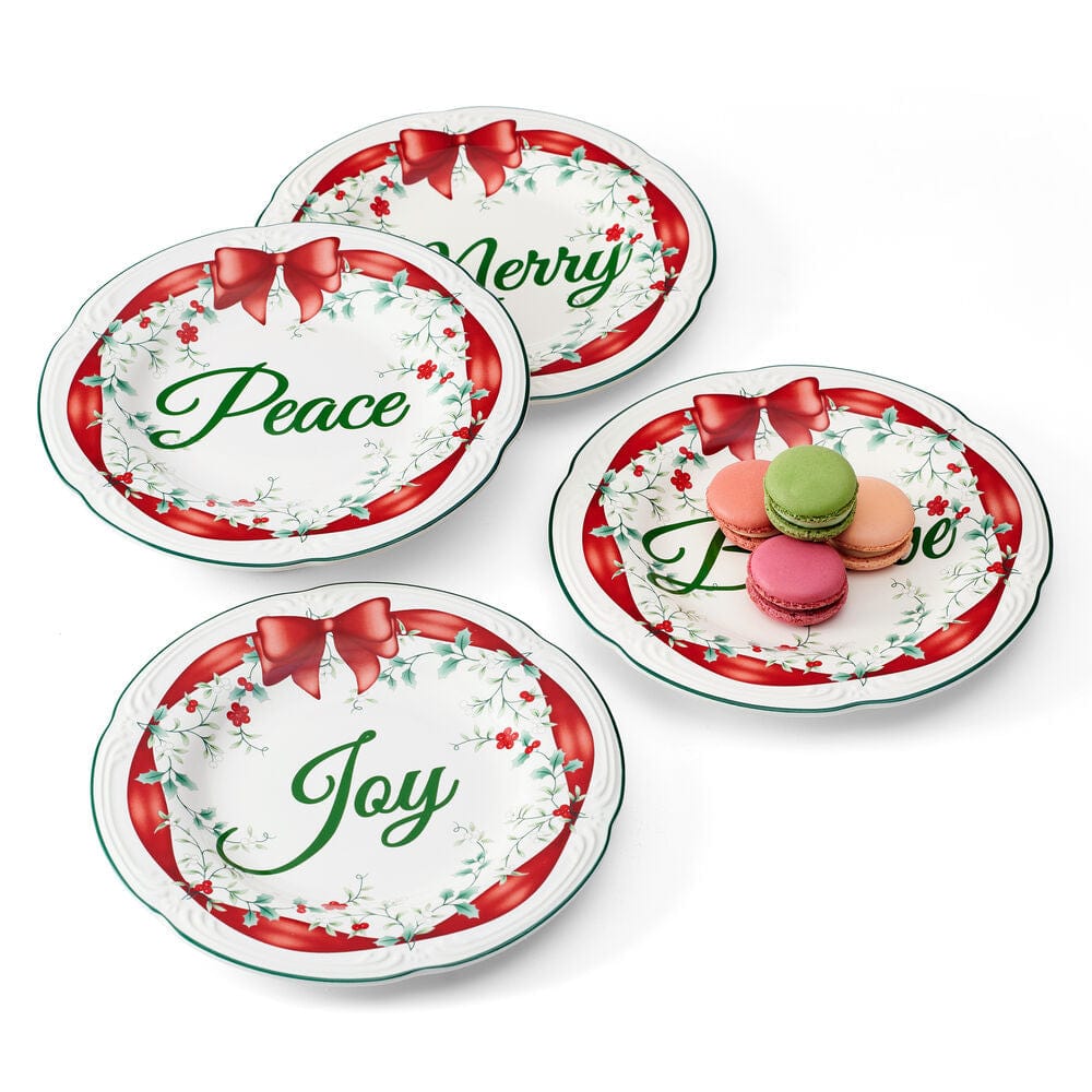 Winterberry® Set of 4 Red Ribbon Salad Plates
