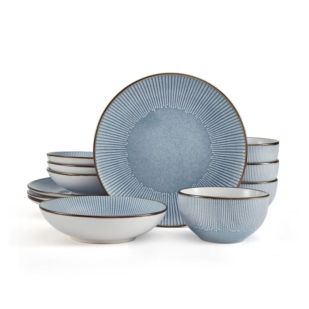 Arlie Blue 12 Piece Pasta Dinnerware Set, Service for 4