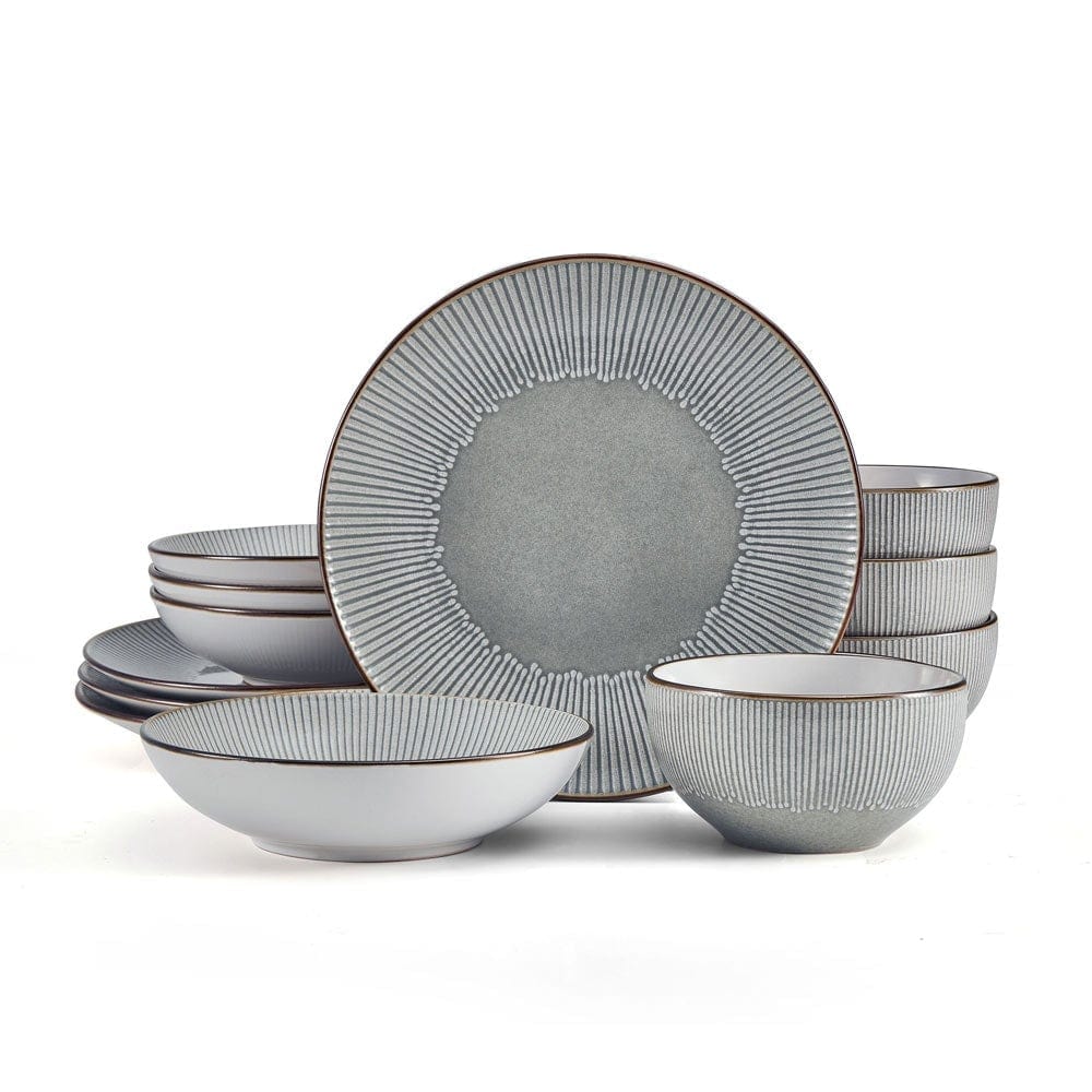 Arlie Gray 12 Piece Pasta Dinnerware Set, Service for 4