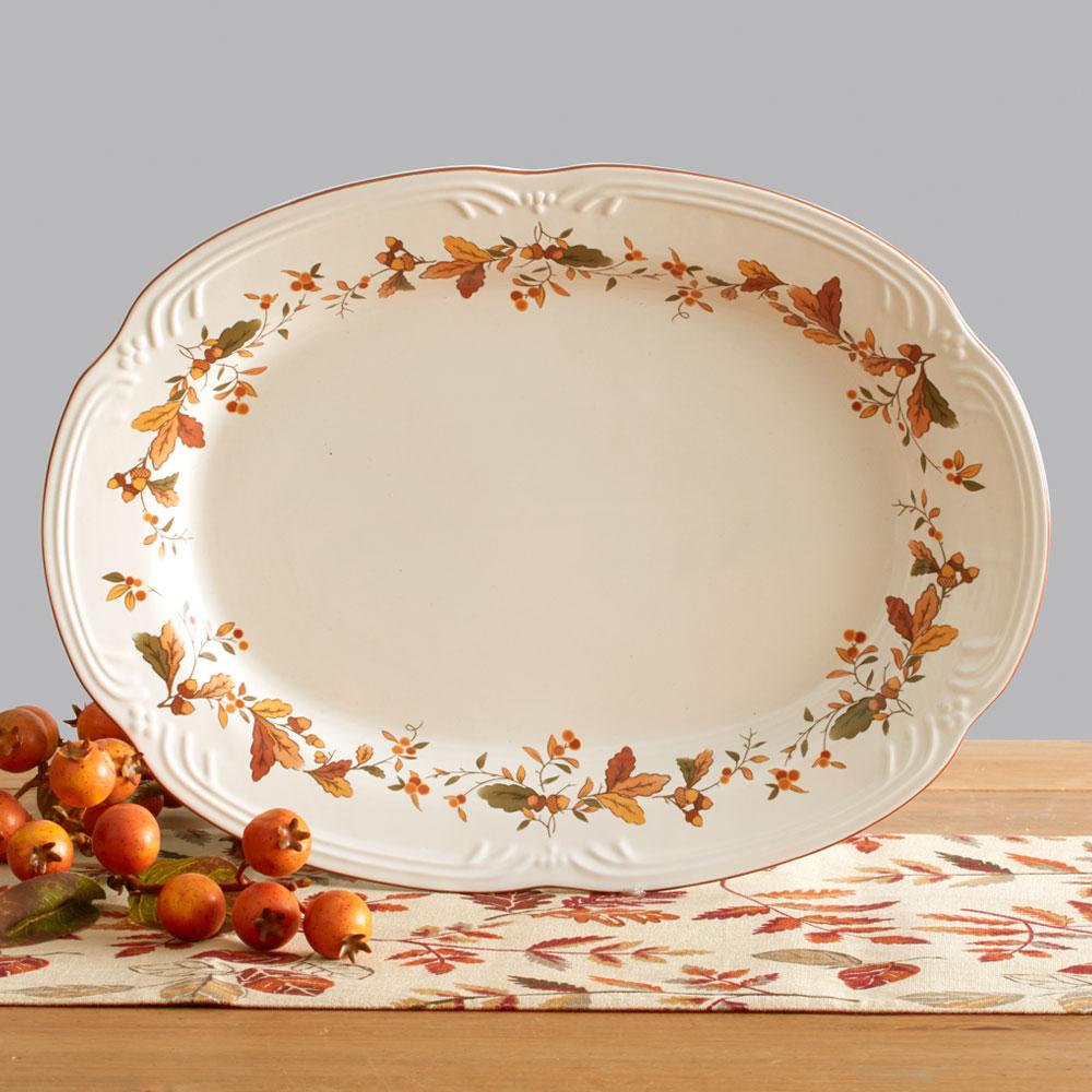 Pfaltzgraff Autumn Berry Oval Platter, 14-3/4-Inch x 11-Inch, White, 5189119