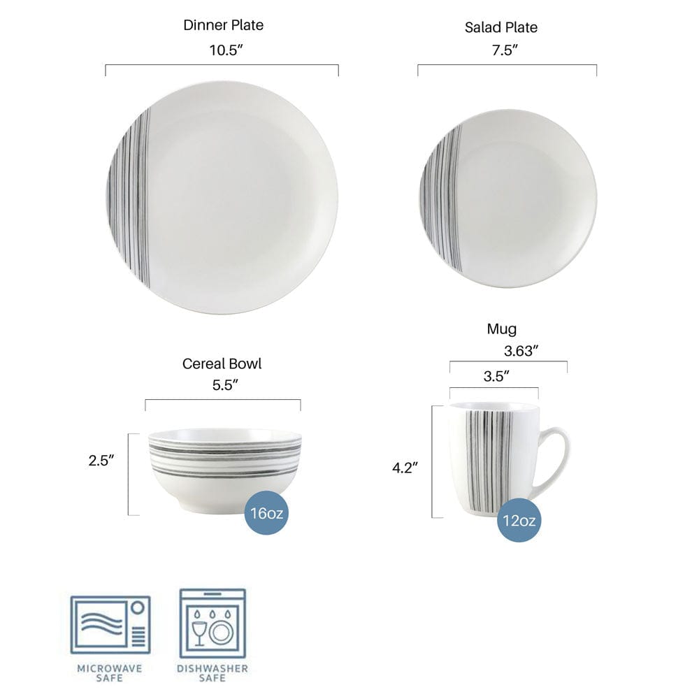 Brushed Lines 16 Piece Dinnerware Set, Service for 4