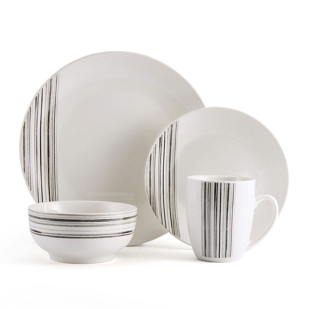 Brushed Lines 16 Piece Dinnerware Set, Service for 4