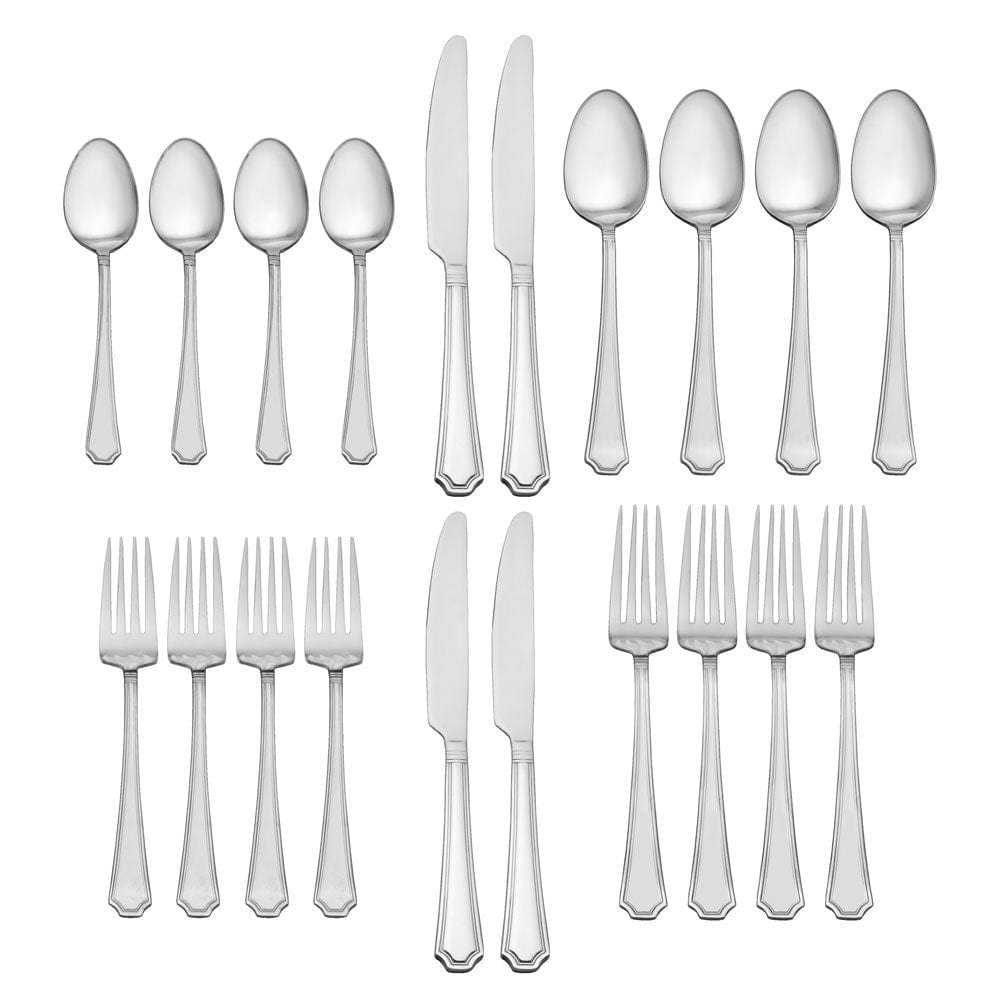 Carleigh 20 piece flatware set for four displayed on a white background